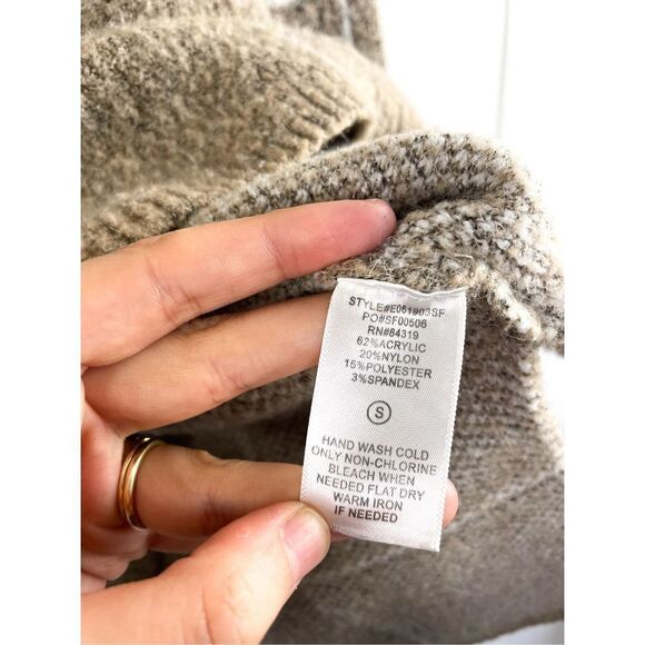 Evolution by Cyrus Windowpane Tan and White Turtleneck Sweater Size S Norta Plai - Picture 4 of 10